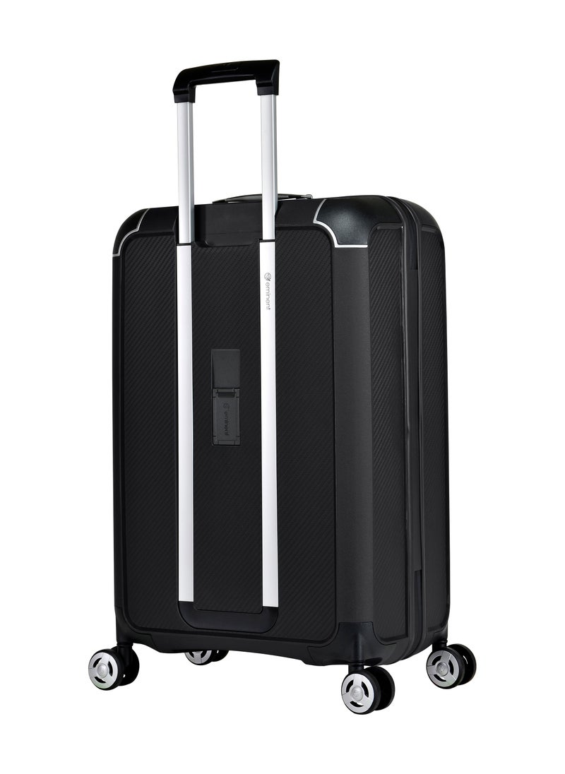 eminent Champion Hard Case Travel Bag Luggage Trolley Polypropylene Lightweight 4 Quiet Double Spinner Wheels Suitcase With TSA Lock B0002 Black  - Image 2