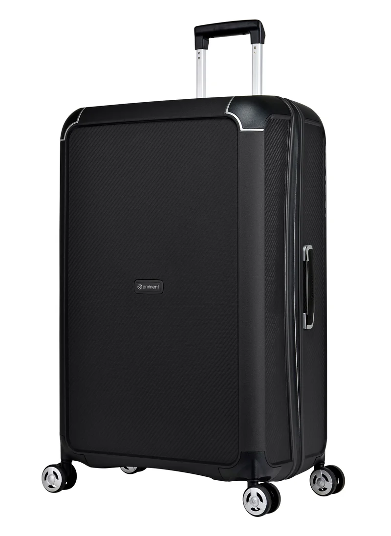 إيمينينت Champion Hard Case Travel Bag Luggage Trolley Polypropylene Lightweight 4 Quiet Double Spinner Wheels Suitcase With TSA Lock B0002 Black