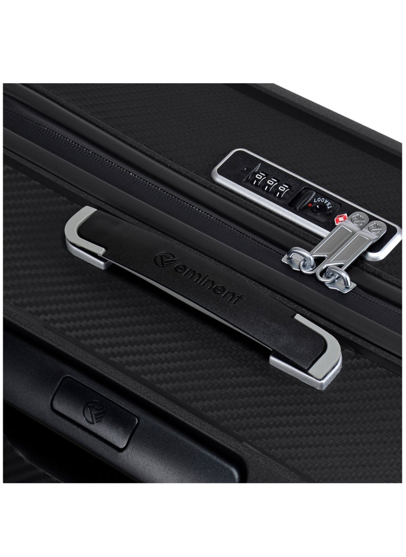 eminent Champion Hard Case Travel Bag Luggage Trolley Polypropylene Lightweight 4 Quiet Double Spinner Wheels Suitcase With TSA Lock B0002 Black  - Image 5