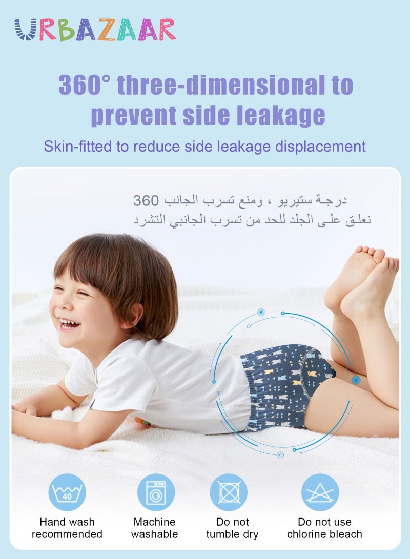 أوربازار ملابس داخلية للتدريب على استخدام المرحاض للأولاد والبنات، عبوة من 4 سراويل تدريب ماصة للأطفال الصغار مع سراويل تدريب على استخدام المرحاض من القطن قابلة لإعادة الاستخدام مطبوعة للأطفال بوزن 12 كجم - 18 كجم (2-4 سنوات) - Image 5