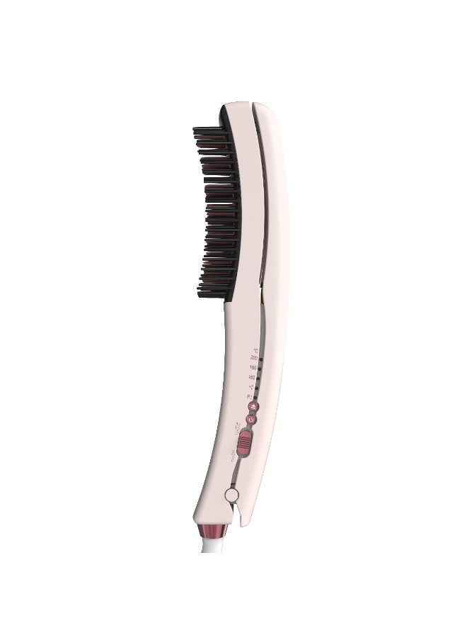 porodo Dual Mode Hair Straightener With Detachable Hot Comb / 3 Temperature Levels / 360° Swivel Cord / Auto Safety Shut‐off / PTC Quick Heating Brush / 160°C,180°C,200°C Temperature Control - Pink - Image 1