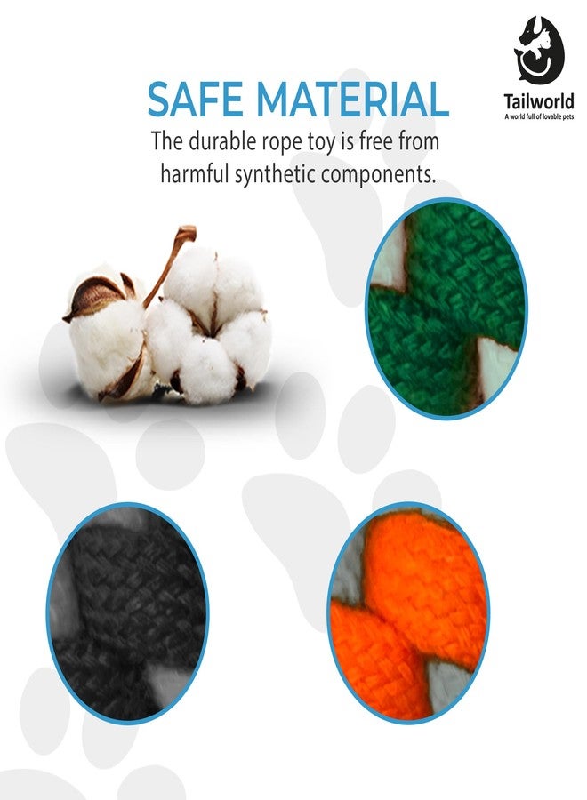 Tailworld Rope CHEW Toy Bone | Made with Pure Cotton Threads | Durable Dog Rope Chew Toy | Tough Puppy Teething Toy | for Medium and Large Dogs | Made with Long Lasting Material - Image 2