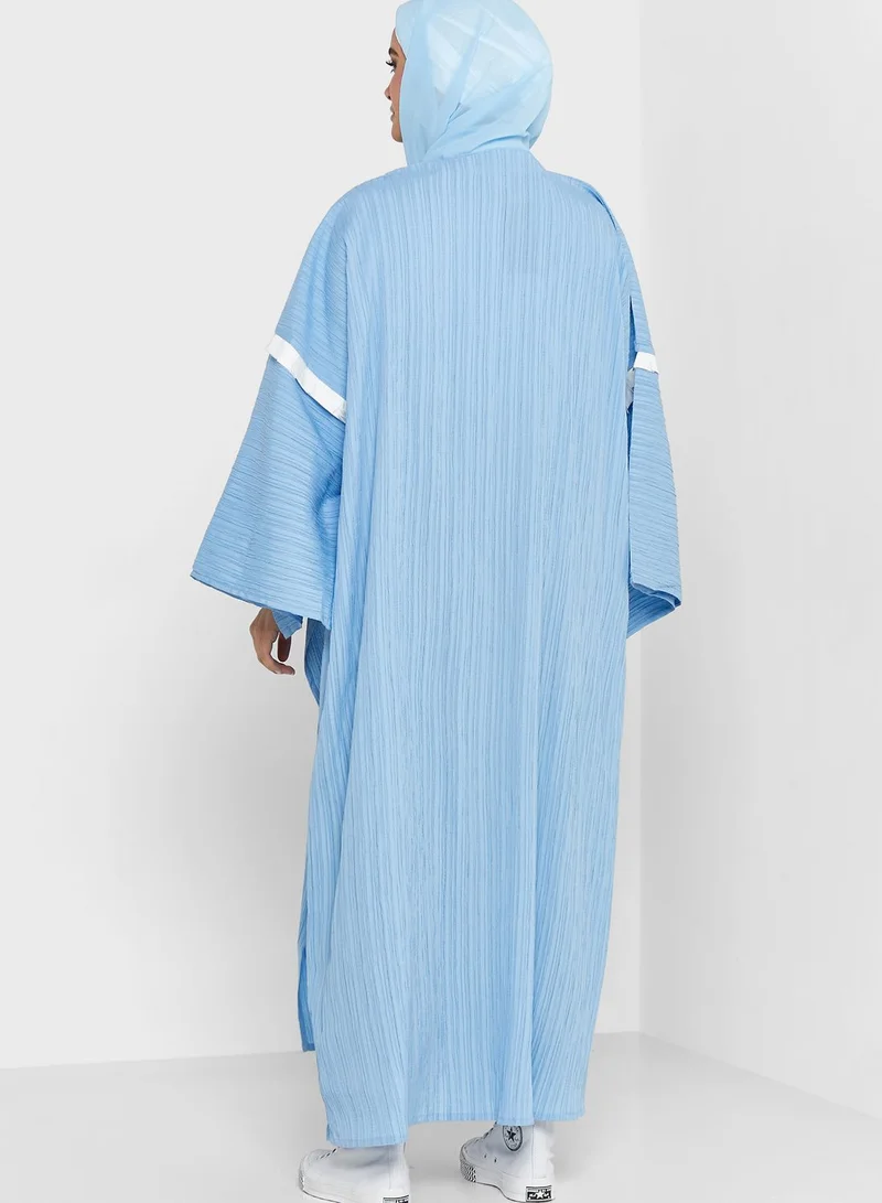 Khizana Ruffle Sleeve Trim Abaya With Sheila