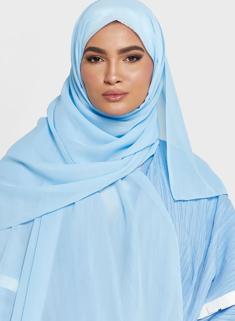 Khizana Ruffle Sleeve Trim Abaya With Sheila