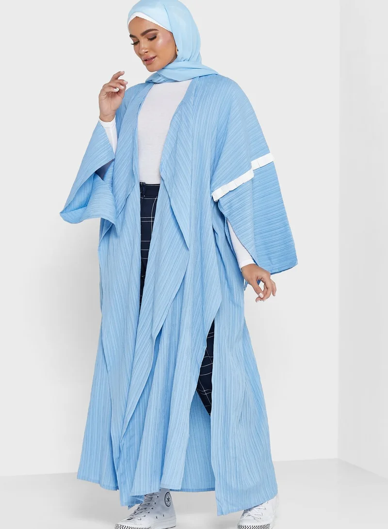 Khizana Ruffle Sleeve Trim Abaya With Sheila