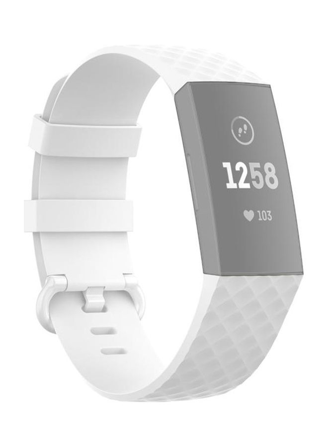 NIBEMINENT TPU Wrist Strap Watchband for Fitbit Charge 4 / 3 SE, Size: L White - Image 1
