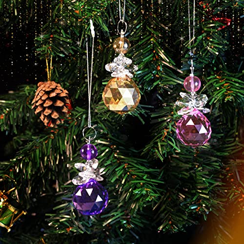 Wongblee 12 Pcs Glass Angel Hanging Ornaments, Multicolor Angels Suncatcher, Crystal Glass Angel Figurines - Image 5
