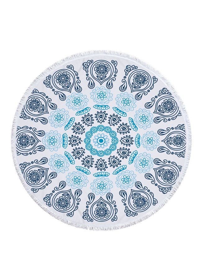 NIBEMINENT Sand Proof Beach Blanket polyester White/Blue