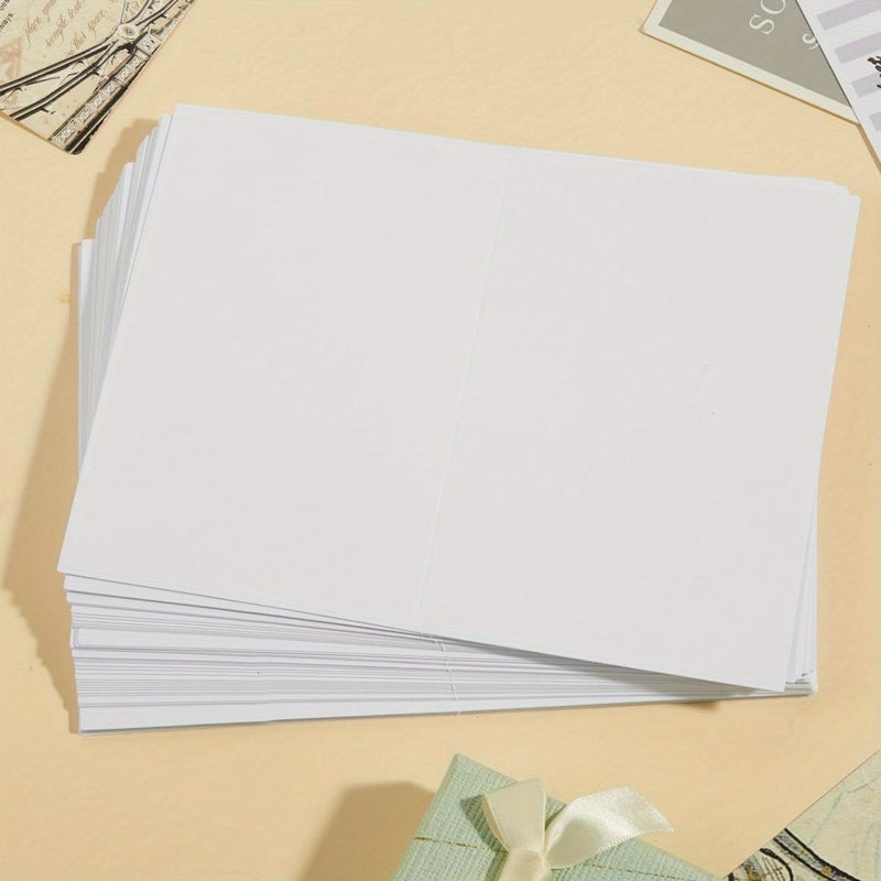 White 50 Blank Greeting Cards 4x6 Folded Paper for Invitations Thank You - Image 2