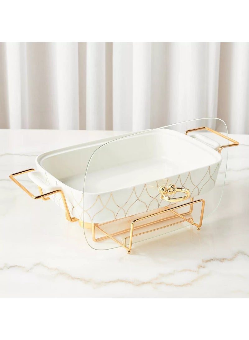 Home Center Ramadan Special Hikayat Food Warmer - Modern Porcelain Food Safe Warmer with Holder Stand 3.1 L  - Image 2