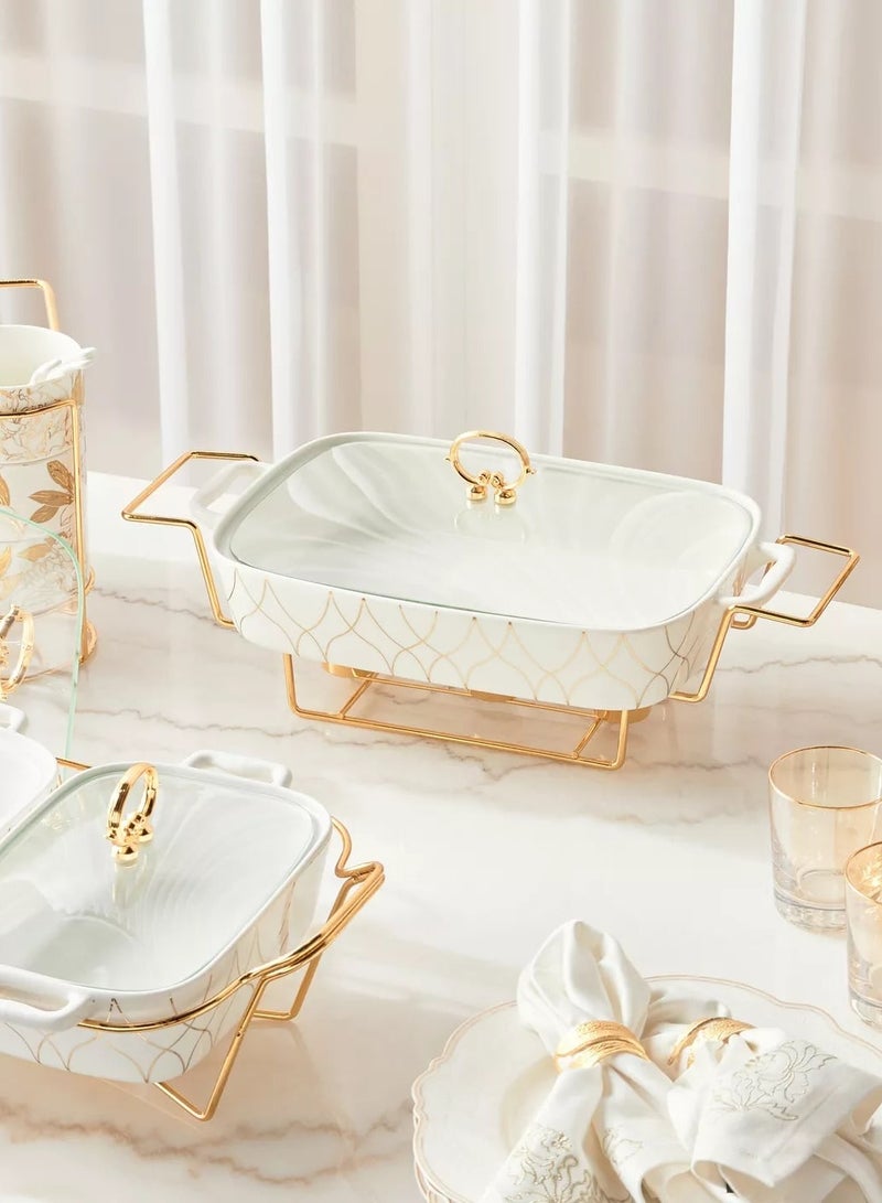 Home Center Ramadan Special Hikayat Food Warmer - Modern Porcelain Food Safe Warmer with Holder Stand 3.1 L  - Image 4