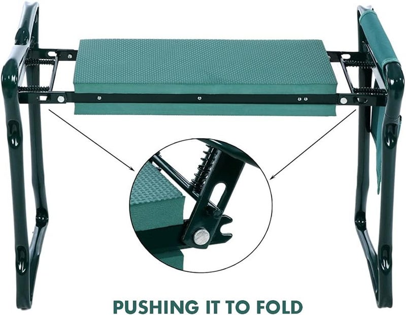 Bahels Metal Folding Garden Stools, Garden Kneeling Chairs and Chairs with Tool Bags, Kneeling Mats, Gardening Supplies, Easy to Carry, 150Kg Load-Bearing - Image 5