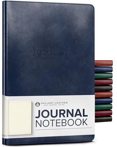 Gallery Leather Journal - Crafted in Maine, USA - Elegant Leather Writing Notebook with 192 Lined Pages - A Timeless Space for Your Thoughts - Acadia Navy, 8x5.5, Desk Lined - Image 1