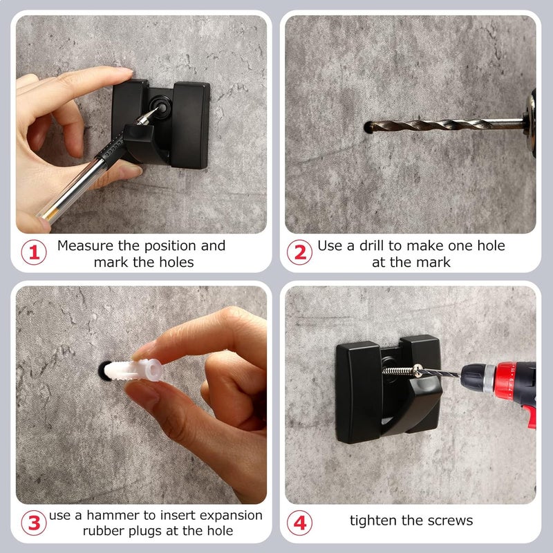 Queekay 4 Pcs Folding Hideaway Coat Hooks Heavy Duty Wall Towel Hooks for Bathrooms Retractable Coat Space Aluminum Wall Hanging Holder for Closet Scarf Hat Robe Key Purse BagBlack - Image 5