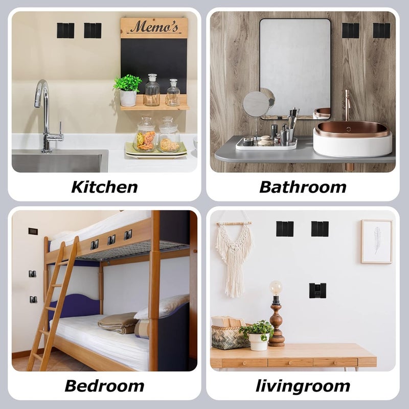 Queekay 4 Pcs Folding Hideaway Coat Hooks Heavy Duty Wall Towel Hooks for Bathrooms Retractable Coat Space Aluminum Wall Hanging Holder for Closet Scarf Hat Robe Key Purse BagBlack - Image 4