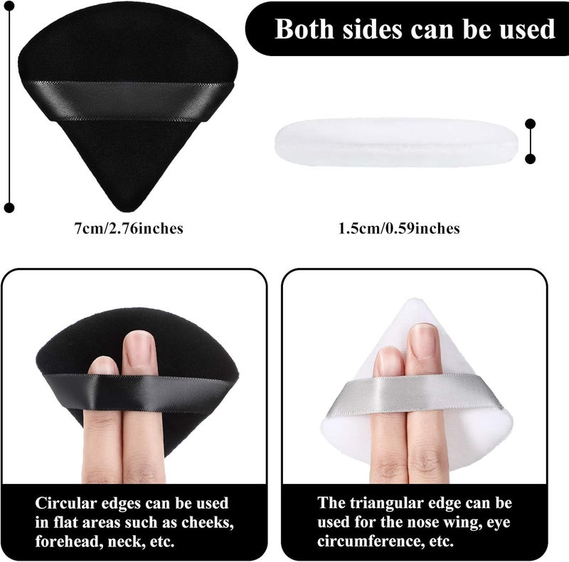 Maitys 12 Pieces Powder Puff Triangle Face Makeup Cosmetic for Loose Powder Soft Body Washable Reusable Foundation Sponge Mineral Wet Dry Makeup Tool(Black, White, Small) - Image 3