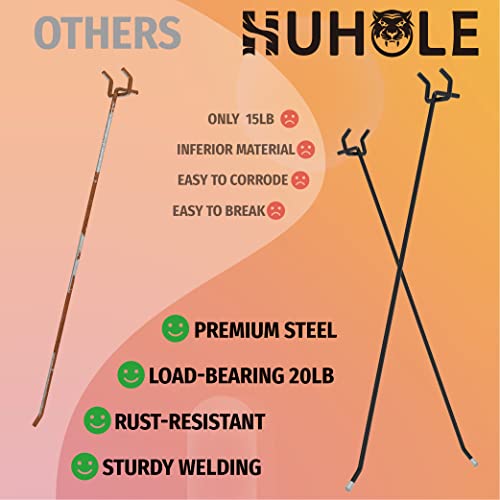 HUHOLE 25 Pack Black Pegboard Hooks 12 Inch – Heavy Duty Metal L-Hooks for 1/4" Peg Board – Garage Tool Organizer, Retail Display & Craft Storage Hangers (30lbs Capacity) - Image 4