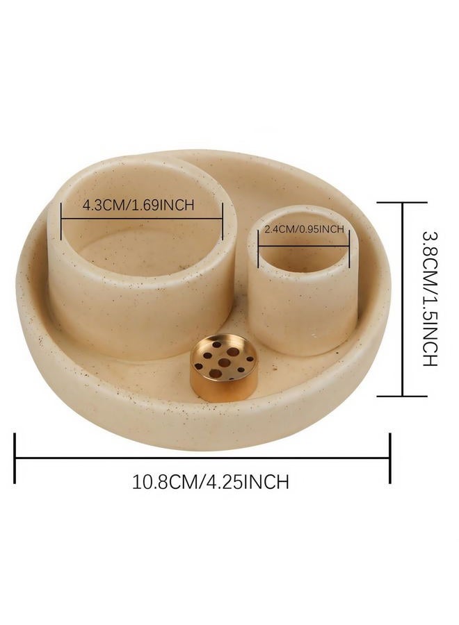 Fancy Lemon 4 in 1 Incense Holder, Ceramic Incense Stick and Palo Santo Holder,Sage Holder for Burning- 4.25" Ceramic Ash Catcher Tray for Meditation and Yoga Room (Sand) - Image 4
