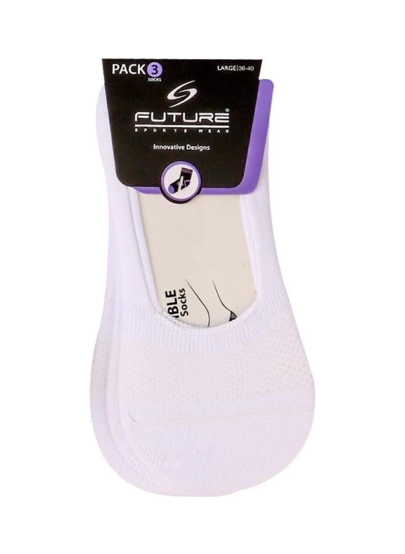 Future Future Socks Invisible With Silicon Stripes for women Pack of 3 size 36-40 White  - Image 1