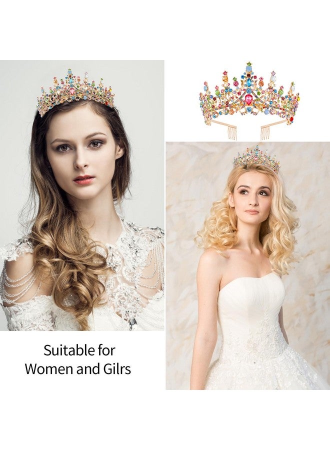 Velscrun Colourful Crystal Birthday Queen Tiara Crown for Women Girls Birthday Queen Headband Sash Elegant Princess Crown with Combs Hair Accessories Happy Birthday Party Decorations Mom Birthday Gift - Image 3