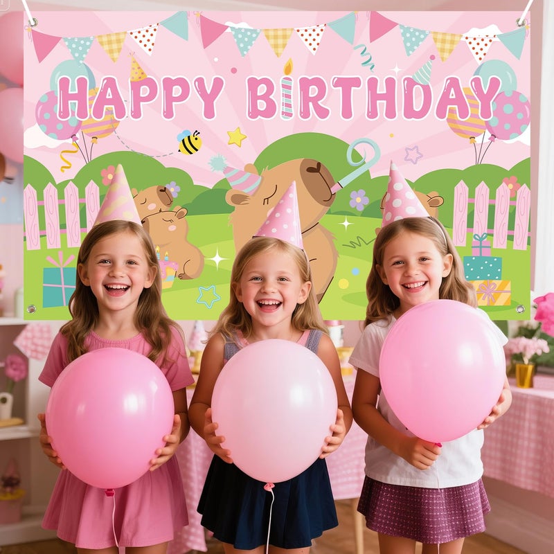 KEFAN Capybara Birthday Party Backdrop, Capybara Birthday Party Supplies for Capybara Party Decorations, 71x43 Inch - Image 3
