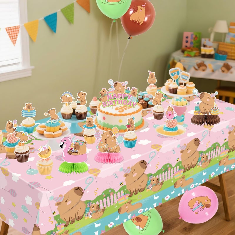 KEFAN Capybara Birthday Party Backdrop, Capybara Birthday Party Supplies for Capybara Party Decorations, 71x43 Inch - Image 4