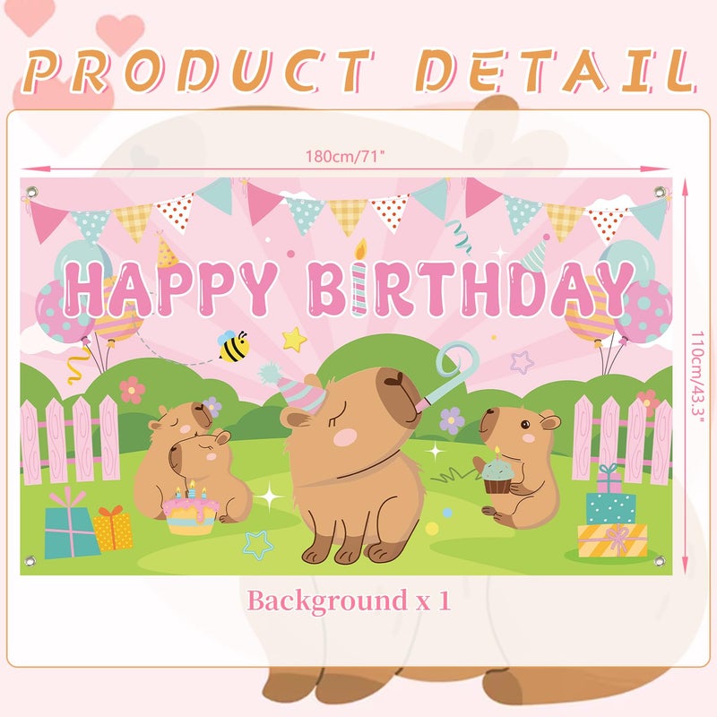 KEFAN Capybara Birthday Party Backdrop, Capybara Birthday Party Supplies for Capybara Party Decorations, 71x43 Inch - Image 2