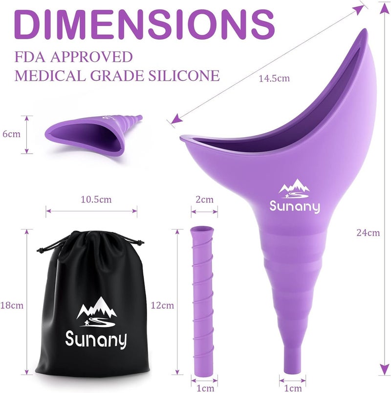 Sunany Store Female Urination Device, Reusable Female Urinal Silicone Women Pee Funnel Allows Women to Pee Standing Up, The Perfect Companion for Camping,Outdoor,Travel（Fuchsia） - Image 4