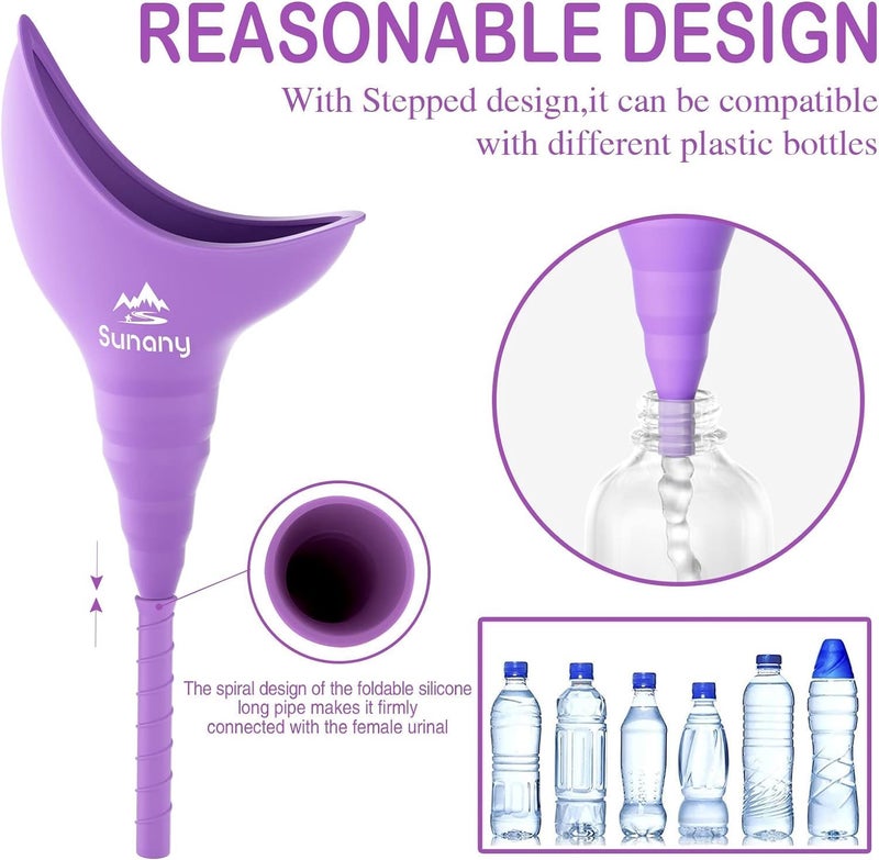 Sunany Store Female Urination Device, Reusable Female Urinal Silicone Women Pee Funnel Allows Women to Pee Standing Up, The Perfect Companion for Camping,Outdoor,Travel（Fuchsia） - Image 2
