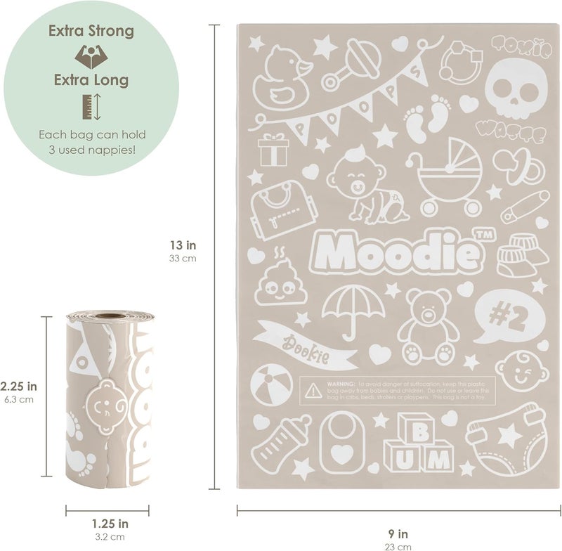 moodie NEW Moodie Disposable Diaper Bags Dispenser COMBO PACK  105 VANILLA SCENTED Baby Poop Bags TOTAL  Dirty Diaper Trash Bags  Diaper Bags Disposable VANILLA DREAM - Image 5