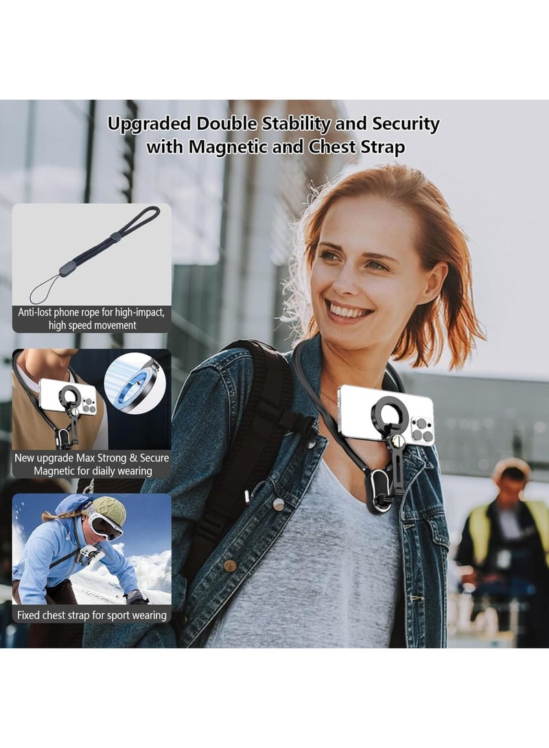 Neck Phone Holder POV/Vlog, 4 in 1 Magnetic Neck Mount for Phones with Phone Clip Chest Strap, Selfie Clip, and Tripod Stand for iPhone/Android/GoPro/DJI Cameras and All SmartPhones - Image 4