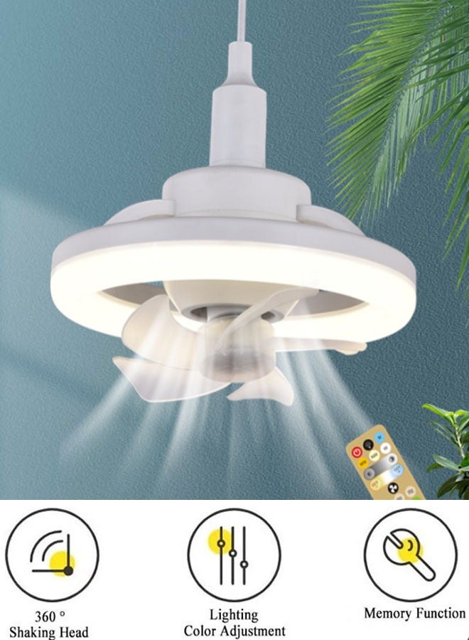 360° Rotating Ceiling Fan with LED Light, Remote Control Dimmable Fan Light for Living Room, Bedroom - Image 1