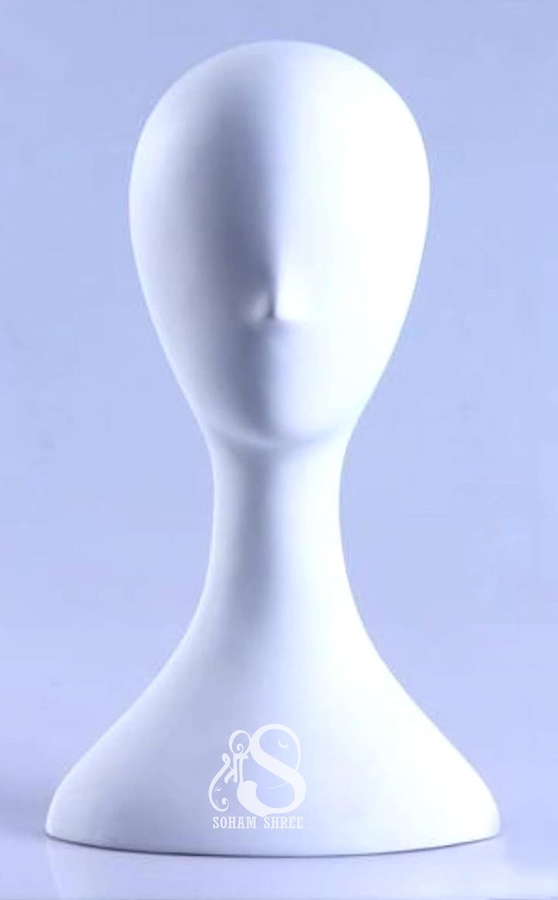 SOHAM SHREE   Female Head Mannequin  Egg Face Head Dummy  Display Stand Face for Hair Wig Eye Glasses Hat Model Stand Scarf Cap Mannequin Head Plastic Photography Props Display Stand White - Image 1