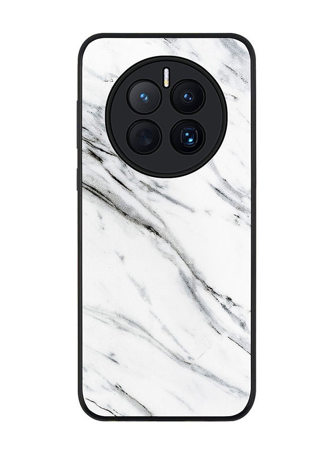 Stylizedd Rugged Black edge case for Huawei Mate 50 Slim fit Soft Case Flexible Rubber Edges Anti Drop TPU Gel Thin Cover - Marble Print Grey White - Image 1