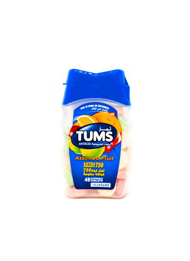 TUMS Extra Strength 750 Assorted Fruit Chewable Tablets 48S 
