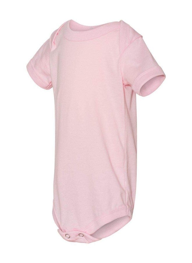 BELLA+CANVAS Bella + Canvas Baby Jersey Short Sleeve Onesie (6-12 Months) (Pink) - Image 1