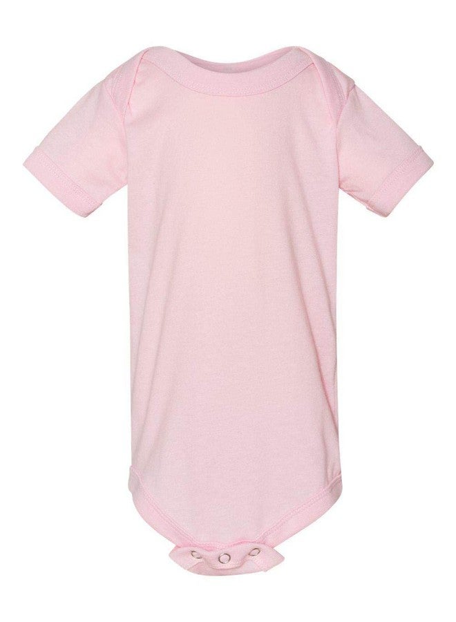 BELLA+CANVAS Bella + Canvas Baby Jersey Short Sleeve Onesie (6-12 Months) (Pink) - Image 2