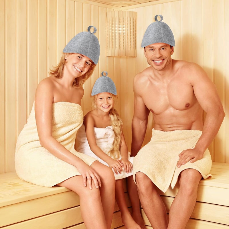 REMJUD 2 Pack Sauna Hat, Wool Felt Sauna Cap Russian Banya Cap Unisex Sauna Hat for Steam Bath Sauna Accessories(White,Gray) - Image 4