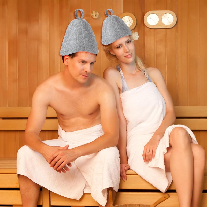 REMJUD 2 Pack Sauna Hat, Wool Felt Sauna Cap Russian Banya Cap Unisex Sauna Hat for Steam Bath Sauna Accessories(White,Gray) - Image 5
