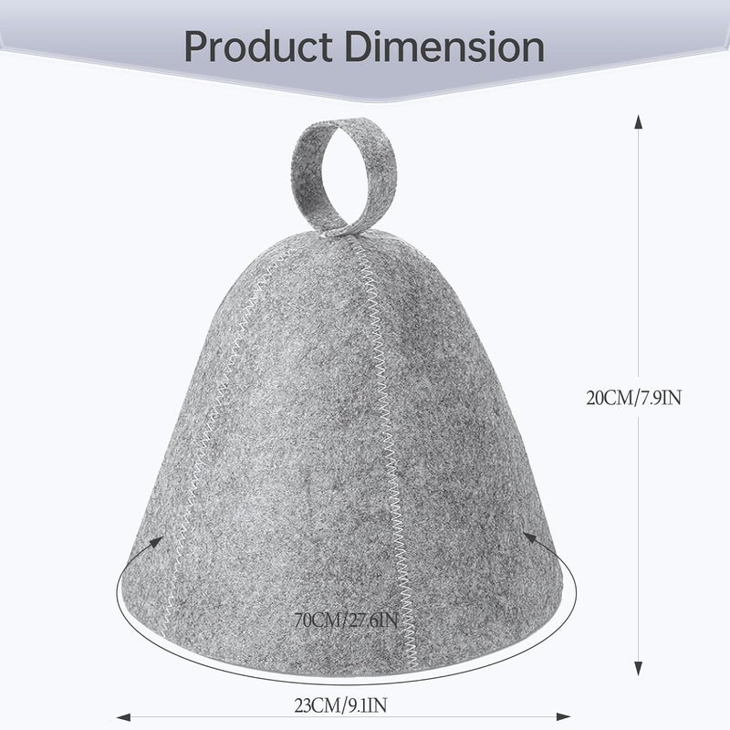 REMJUD 2 Pack Sauna Hat, Wool Felt Sauna Cap Russian Banya Cap Unisex Sauna Hat for Steam Bath Sauna Accessories(White,Gray) - Image 2