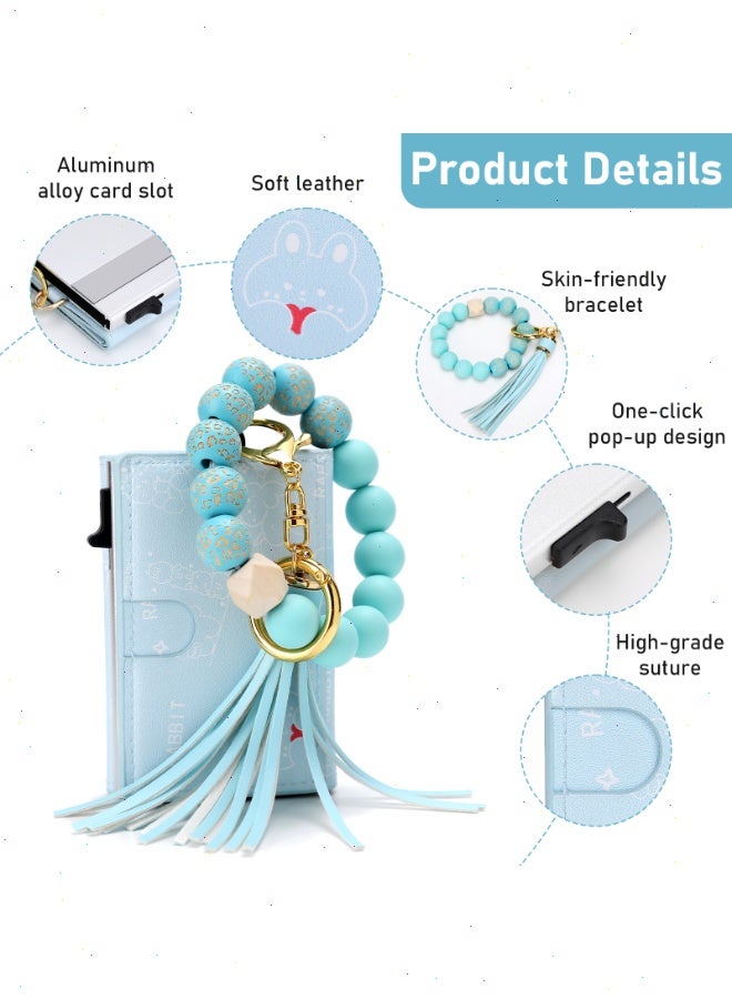 Noetopolis Slim RFID Card Wallet for Women Popup Card Holder, Small Wallet for Ladies Card and Cash Holder with Silicone Bracelet & Aluminum Slots, Mini Cash Purse Gift for Girls - Image 3