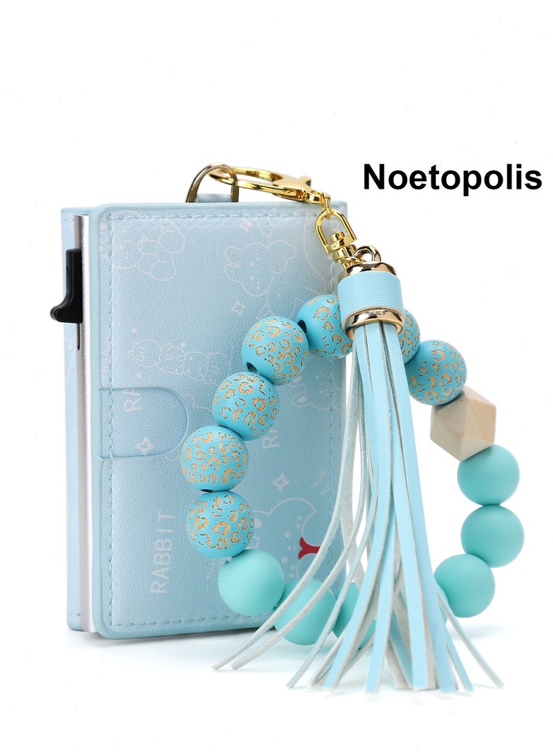 Noetopolis Slim RFID Card Wallet for Women Popup Card Holder, Small Wallet for Ladies Card and Cash Holder with Silicone Bracelet & Aluminum Slots, Mini Cash Purse Gift for Girls - Image 1