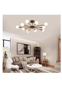 XiuWoo 10 Light Ceiling Light Adjustable Black Metal Ceiling Light Modern Industrial Chandelier Semi Flush Mount Ceiling Light for Living Room Bedroom Bulbs Not Included, black  - Image 3