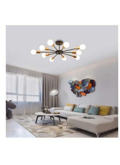 XiuWoo 10 Light Ceiling Light Adjustable Black Metal Ceiling Light Modern Industrial Chandelier Semi Flush Mount Ceiling Light for Living Room Bedroom Bulbs Not Included, black  - Image 4