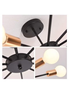 XiuWoo 10 Light Ceiling Light Adjustable Black Metal Ceiling Light Modern Industrial Chandelier Semi Flush Mount Ceiling Light for Living Room Bedroom Bulbs Not Included, black  - Image 5