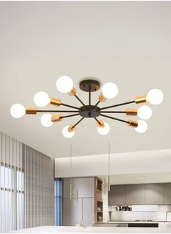 XiuWoo 10 Light Ceiling Light Adjustable Black Metal Ceiling Light Modern Industrial Chandelier Semi Flush Mount Ceiling Light for Living Room Bedroom Bulbs Not Included, black  - Image 1
