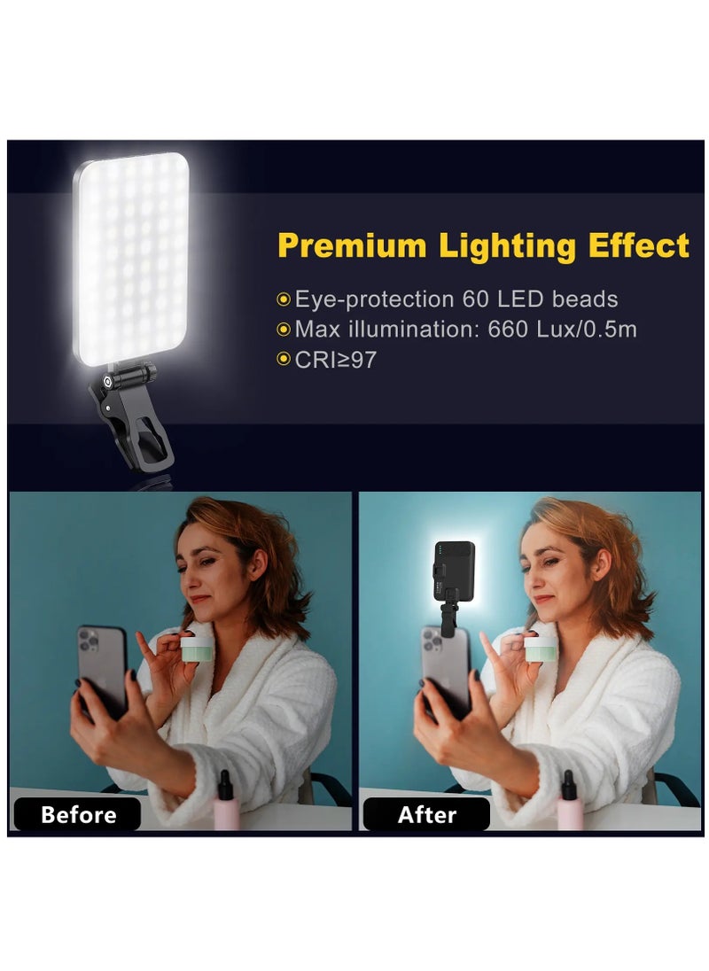 Furtey Photography Light Clip on Phone Laptop,LED Selfie Light with Front & Back Phone Clip 3 Light Modes Portable Clip on Light for Phone/Tablet/Laptop, Zoom Call TikTok Video Fill Light  - Image 2