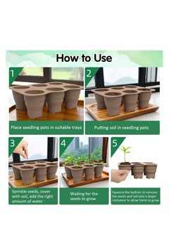 KASTWAVE Silicone Seed Starter Tray, 100% Silicone, Zero Plastic, BPA Free, Reusable Seed Starter Tray Bonsai Plant Starter Kit Flexible Seedling Germination Cup for Indoor Plant Propagation (Brown)  - Image 2