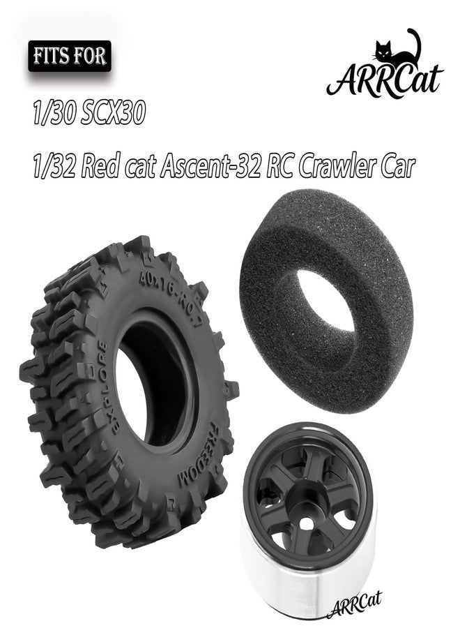 عجلات وإطارات ARRCat 0.7 Beadlock لسيارات التحكم عن بعد SCX30 بمقياس 1/30 و Red cat Ascent-32 بمقياس 1/32، عجلات وإطارات سيارات الطرق الوعرة والشاحنات، حلقات ألومنيوم، حواف عجلات عميقة وإطارات مطاطية، أسود (4 قطع) - Image 2