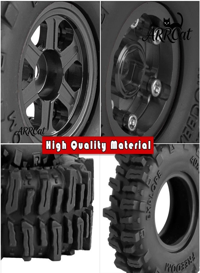 عجلات وإطارات ARRCat 0.7 Beadlock لسيارات التحكم عن بعد SCX30 بمقياس 1/30 و Red cat Ascent-32 بمقياس 1/32، عجلات وإطارات سيارات الطرق الوعرة والشاحنات، حلقات ألومنيوم، حواف عجلات عميقة وإطارات مطاطية، أسود (4 قطع) - Image 5